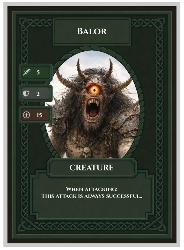 The printed Balor Celtic Clash card