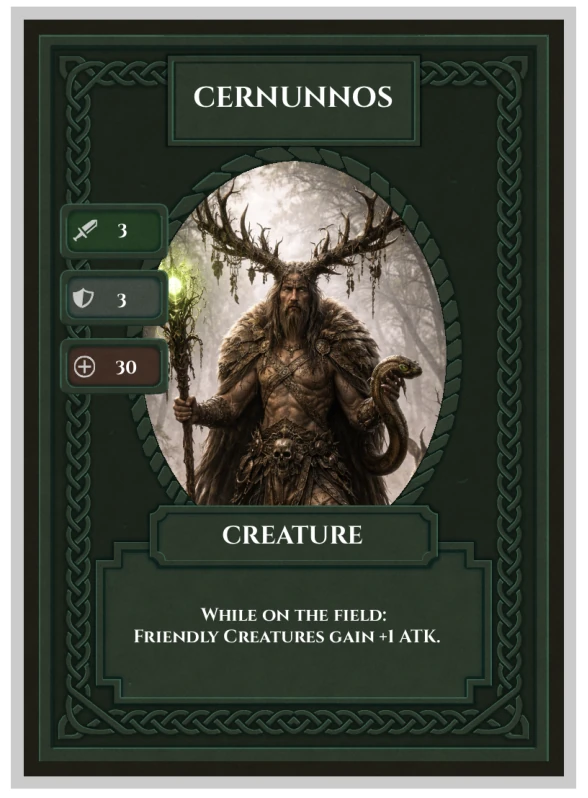The printed Cernunnos Celtic Clash card
