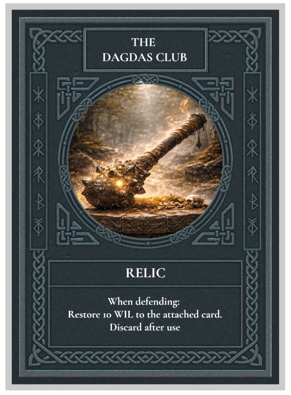 The printed Dagda's Club Celtic Clash card