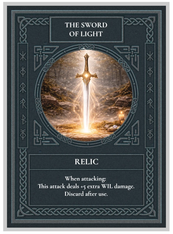 The printed Sword of Light Celtic Clash card